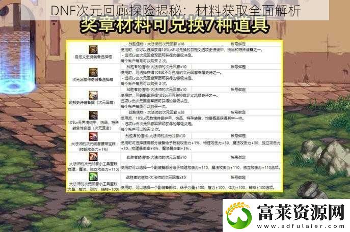 DNF次元回廊探险揭秘