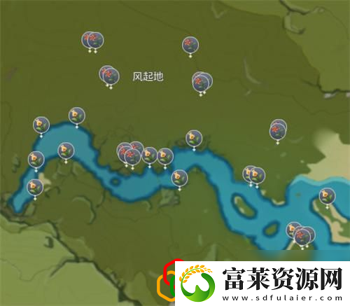带有红色的采集物分布位置