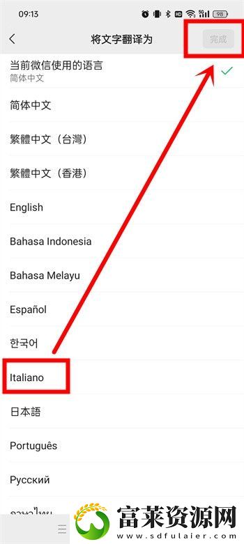 微信小程序翻译功能如何改成意大利语