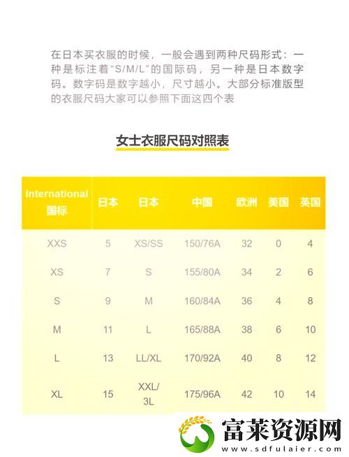 欧洲尺码与日本尺码的对比与解析