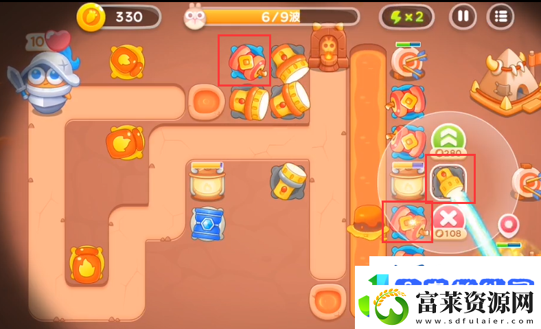 保卫萝卜4饿龙传说第6关攻略